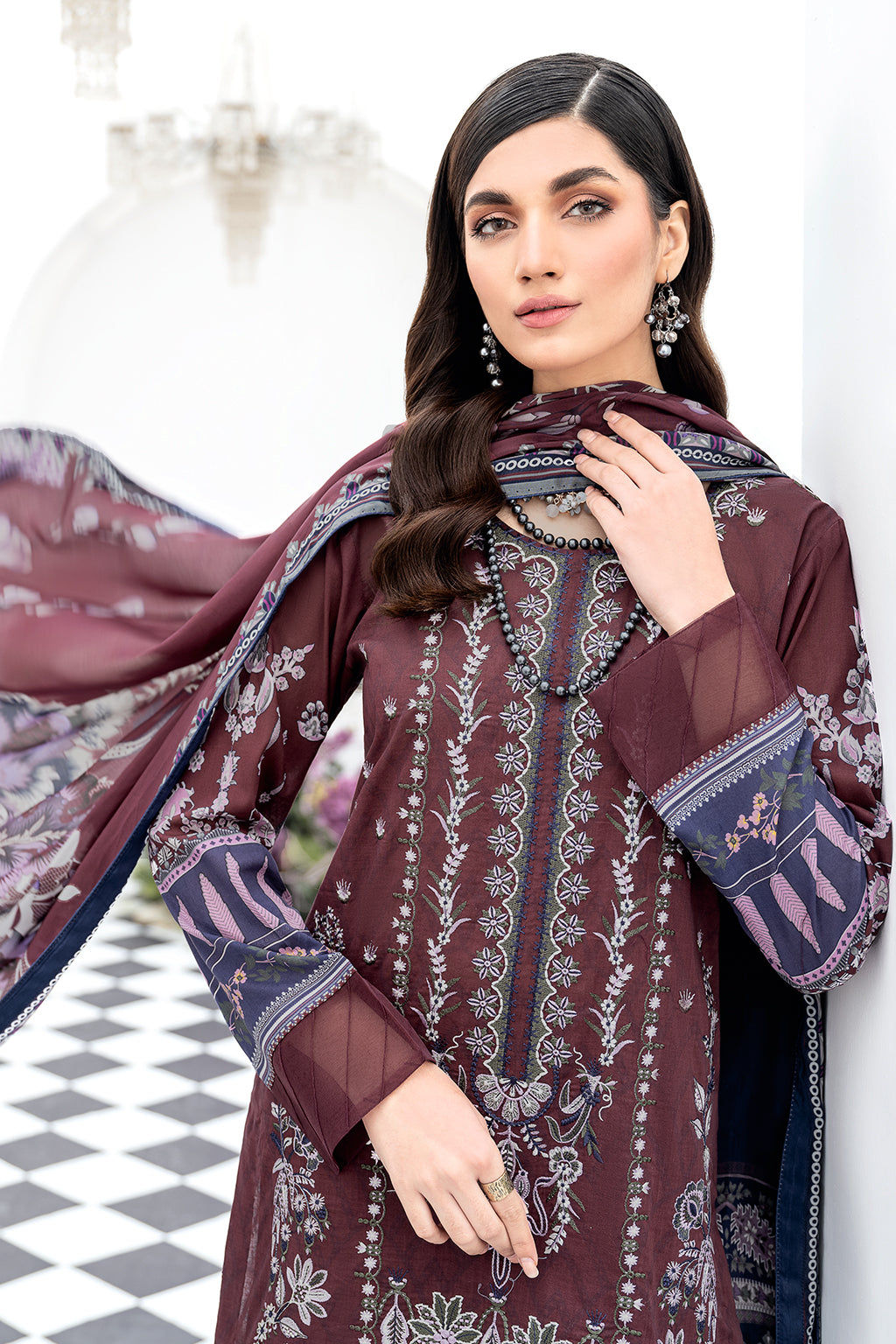 Y-506 | Ramsha Riwayat Luxury Lawn Vol 7 Collection | Unstitched Lawn Embroidered Suits