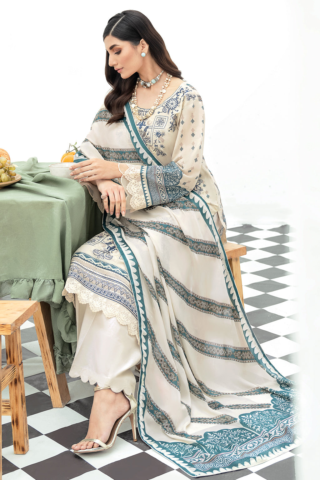 Y-503 | Ramsha Riwayat Luxury Lawn vol 7 Collection | Unstitched Lawn Embroidered Suits
