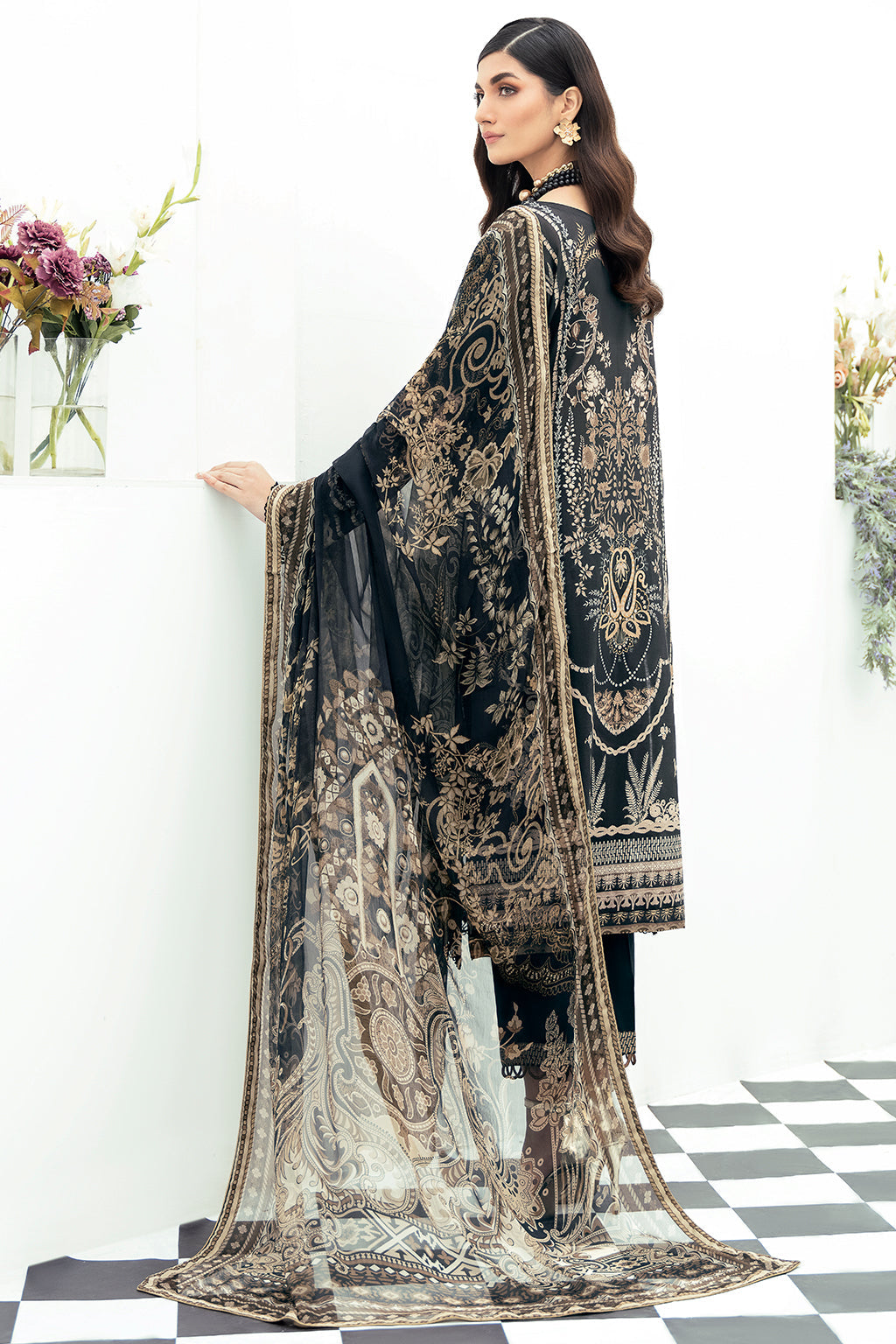 Y-504 | Ramsha Riwayat Luxury Lawn Vol 7 Collection | Unstitched Lawn Embroidered Suits