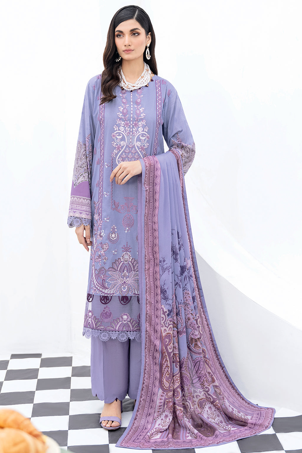 Y-508 | Ramsha Riwayat Luxury Lawn Vol 7 Collection | Unstitched Lawn Embroidered Suits