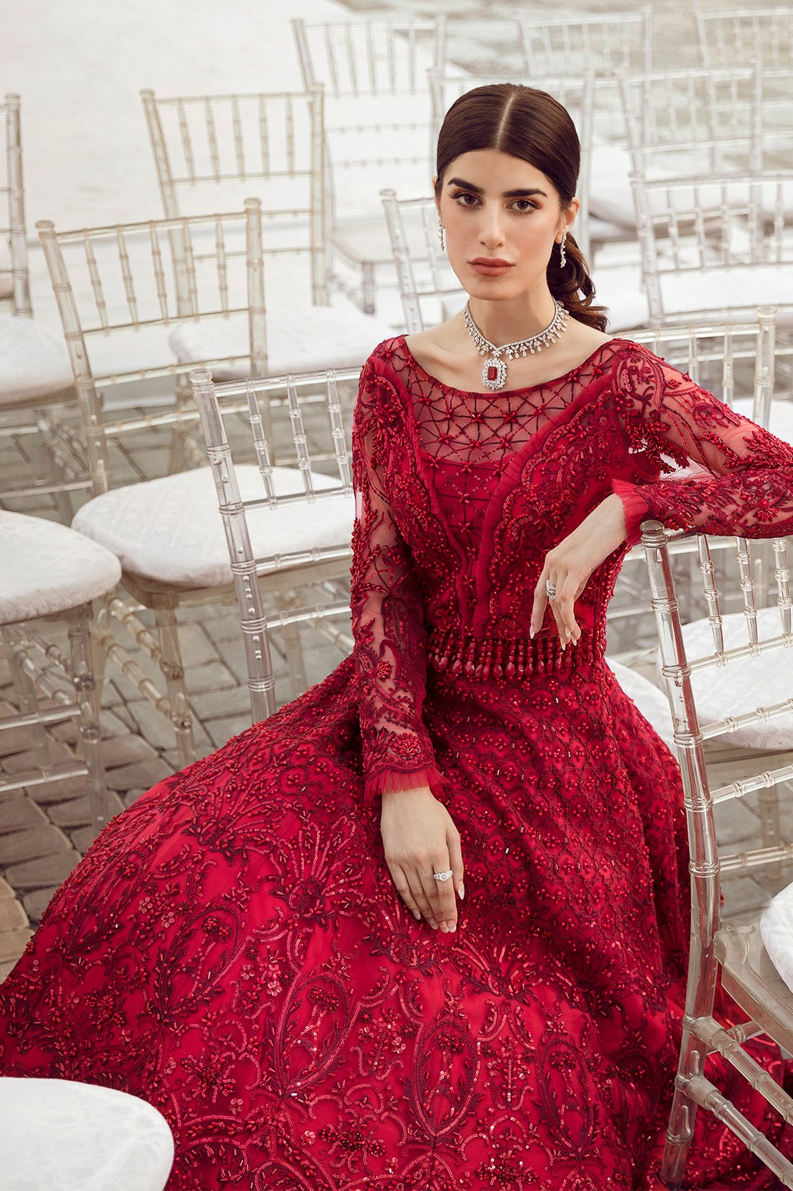 ELENA | Reign Reignaissance Luxury Wedding Collection | Unstitched Embroidered Net Suits with Heavy Handwork