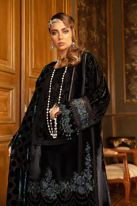 DL-911-Black and Blue | Maria B Winter Linen Unstitched Collection 2021 | Unstitched Embroidered Linen Suits