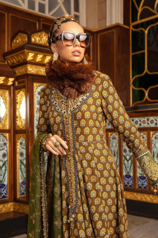 DL-912-Brown | Maria B Winter Linen Unstitched Collection 2021 | Unstitched Embroidered Linen Suits