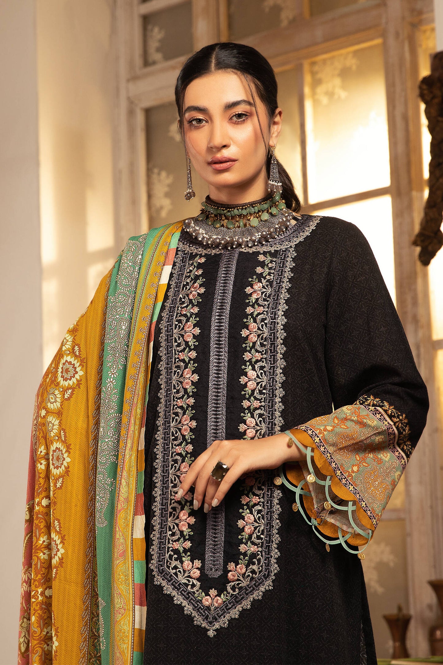 MPT 1208 B | Maria B MPrints Winter Collection 2021 | Unstitched Embroidered Khaddar Suits