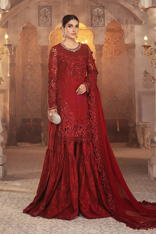 BD-2305 Ruby Red | Maria B Mbroidered Winter Wedding Collection 2021 | Unstitched Embroidered Suits