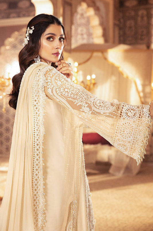 BD-2304 - Pearl White | Maria B Mbroidered Winter Wedding Collection 2021 | Unstitched Embroidered Suits