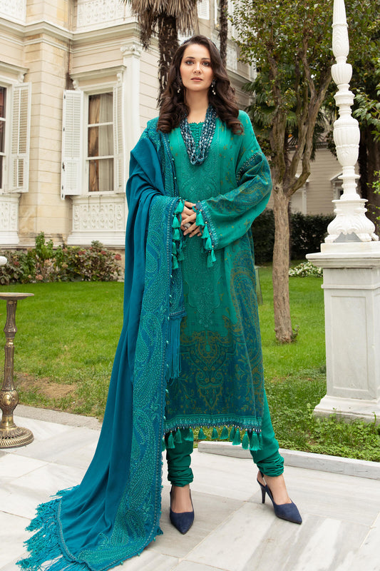 DL-901-Sea Green | Maria B Winter Linen Unstitched Collection 2021 | Unstitched Embroidered Linen Suits