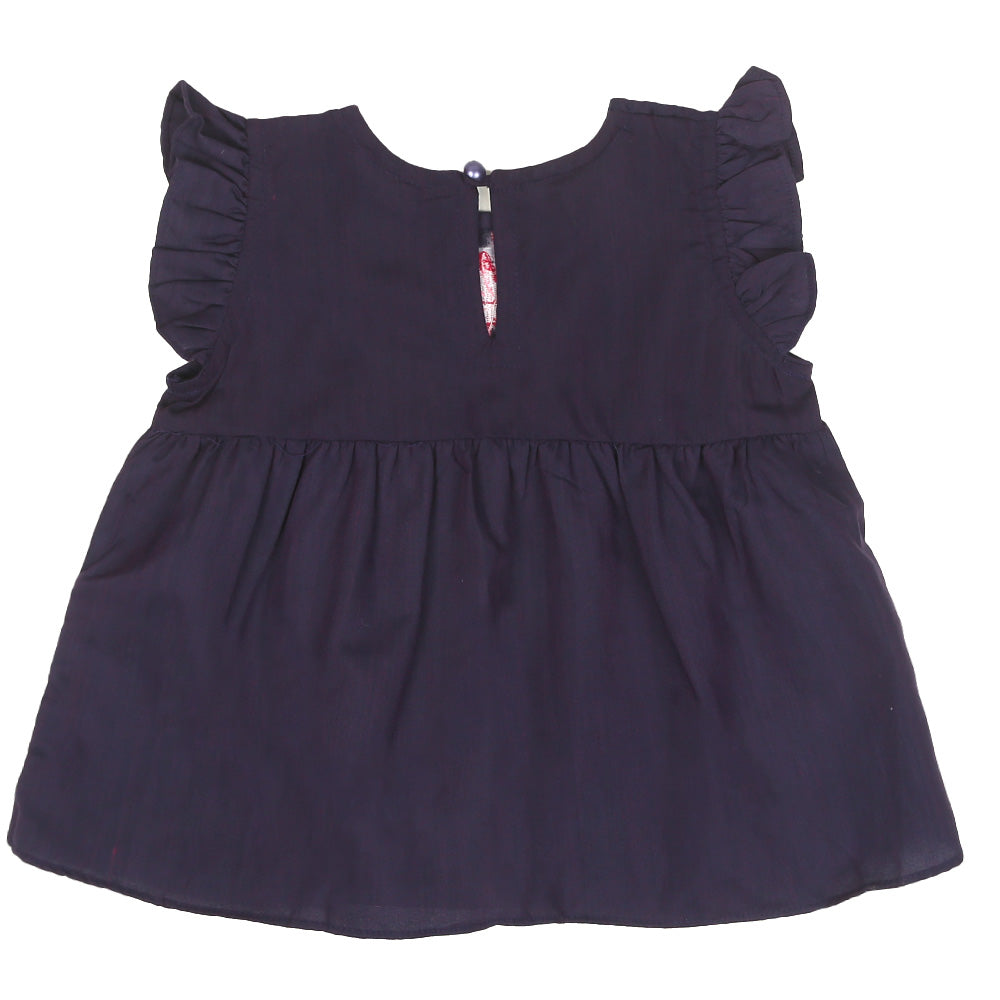 Infants Girls Embroidered Top Flamingo Embroidery - D.Purple | Bachaa Party Baby Clothes Girls Tops & T-Shirts