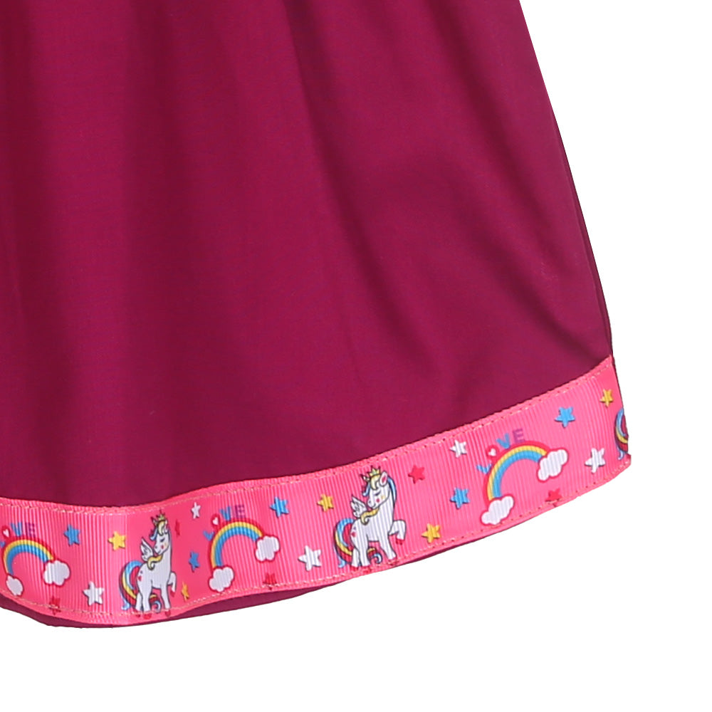 Infants Girls Embroidered Top Flamingo Embroidery - Magenta | Bachaa Party Baby Clothes Girls Tops & T-Shirts