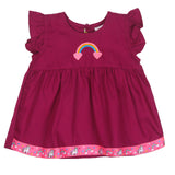 Infants Girls Embroidered Top Flamingo Embroidery - Magenta | Bachaa Party Baby Clothes Girls Tops & T-Shirts