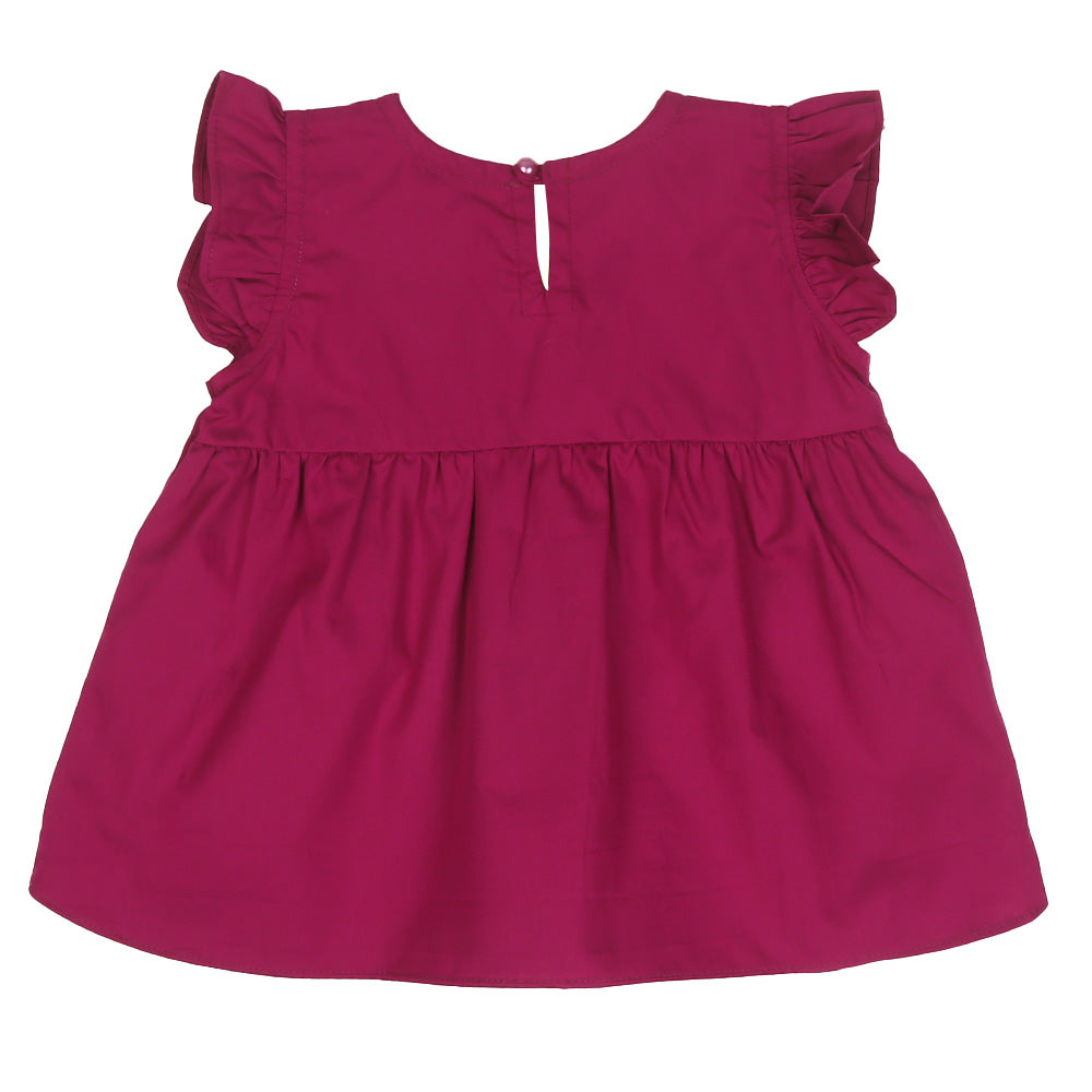 Infants Girls Embroidered Top Flamingo Embroidery - Magenta | Bachaa Party Baby Clothes Girls Tops & T-Shirts