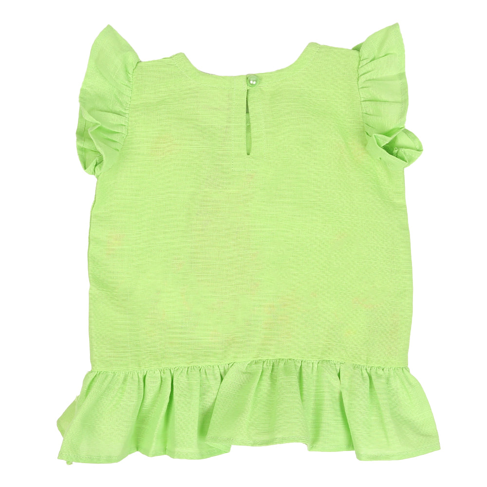 Infants Girls Embroidered Top Melody - Green | Bachaa Party Baby Clothes Girls Tops & T-Shirts