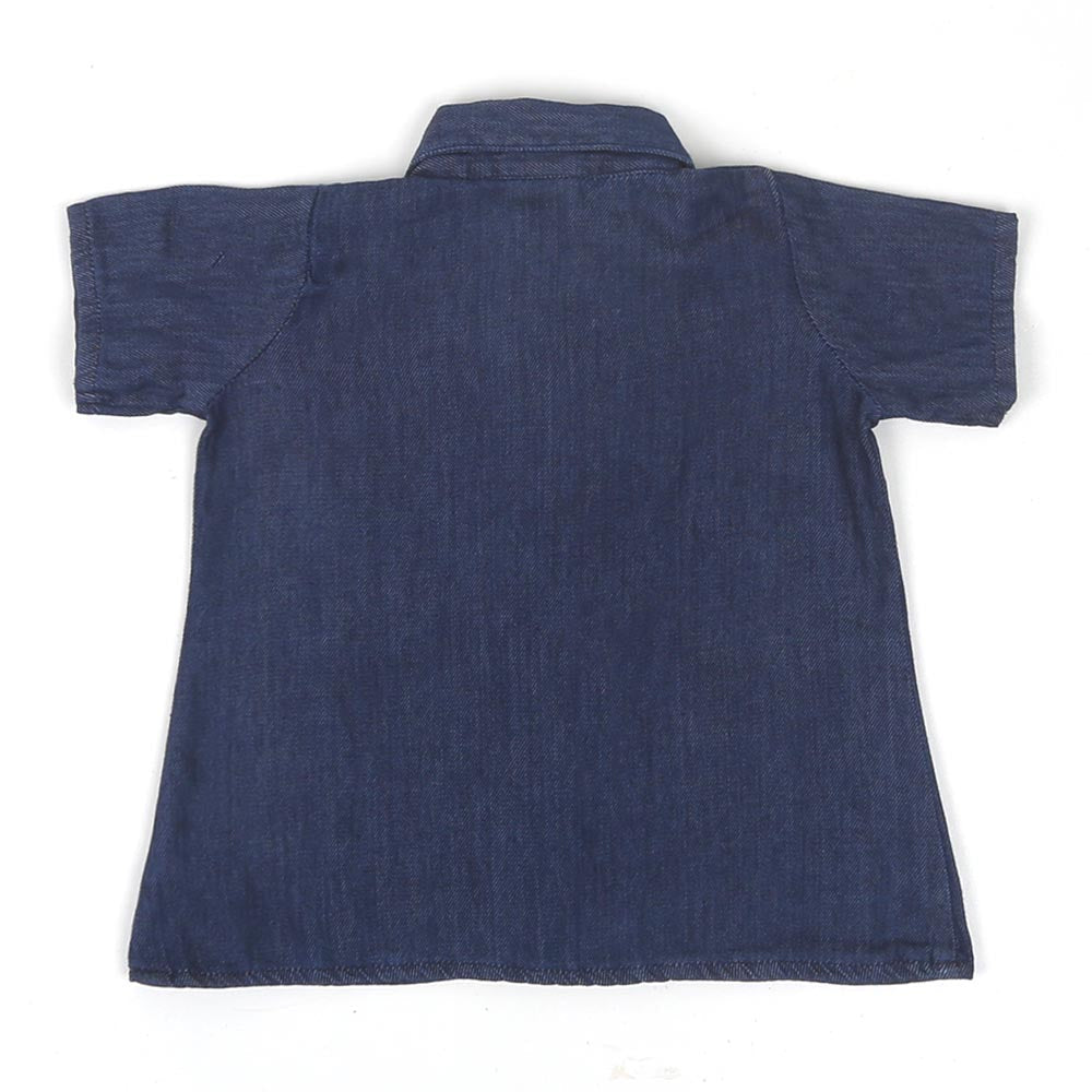 Infant Girls Top Denim Rainbow EMB - Mid Blue | Bachaa Party Baby Clothes Girls Tops & T-Shirts