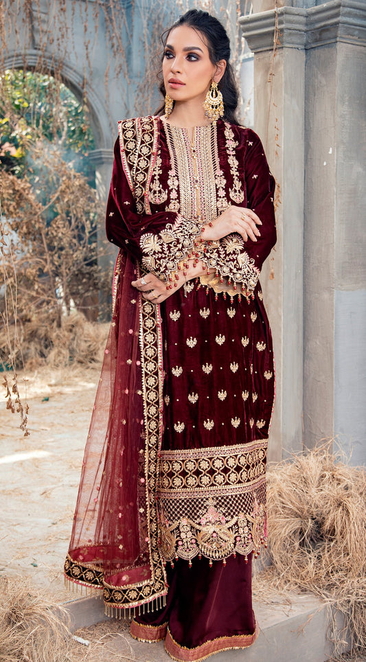 LUCILLE VL121-05 | Anaya by Kiran Chaudhry Velour De Fete '21 | Unstitched Embroidered Velvet Suits