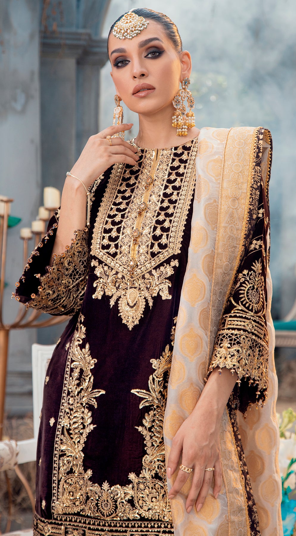 ELAN VL 121-03 | Anaya by Kiran Chaudhry Velour De Fete '21 | Unstitched Embroidered Velvet Suits