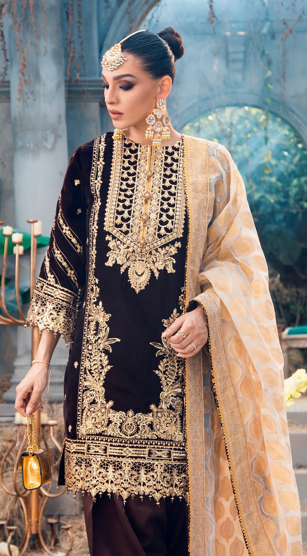 ELAN VL 121-03 | Anaya by Kiran Chaudhry Velour De Fete '21 | Unstitched Embroidered Velvet Suits