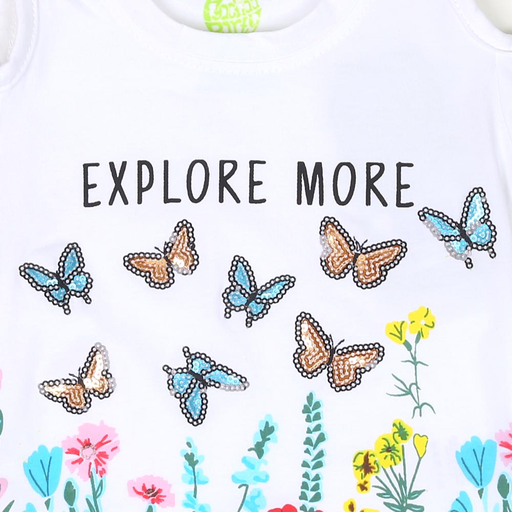 Infant Girls T-Shirts Explore More - White | Bachaa Party Baby Clothes Girls Tops & T-Shirts