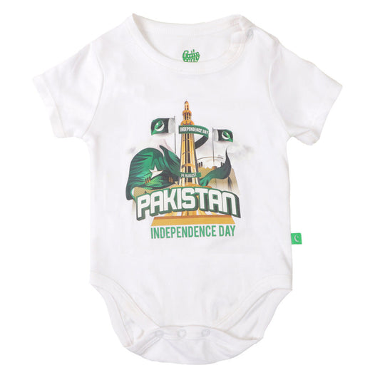 Infants Boys Basic Romper Independence Day - White | Bachaa Party Baby Clothes Rompers