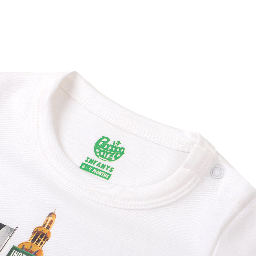 Infants Boys Basic Romper Independence Day - White | Bachaa Party Baby Clothes Rompers