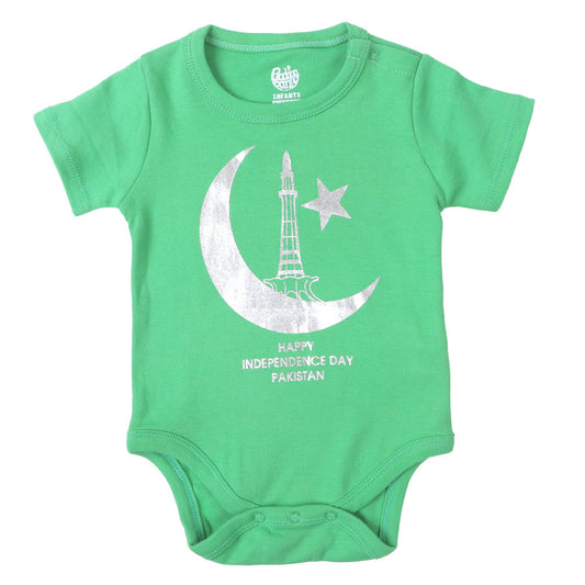 Infants Boys Basic Romper Moon Star - Fern Green | Bachaa Party Baby Clothes Rompers