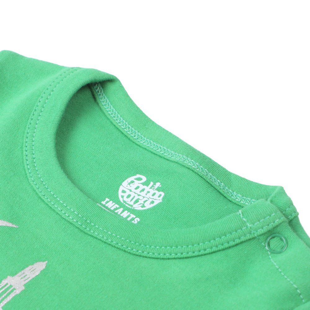 Infants Boys Basic Romper Moon Star - Fern Green | Bachaa Party Baby Clothes Rompers