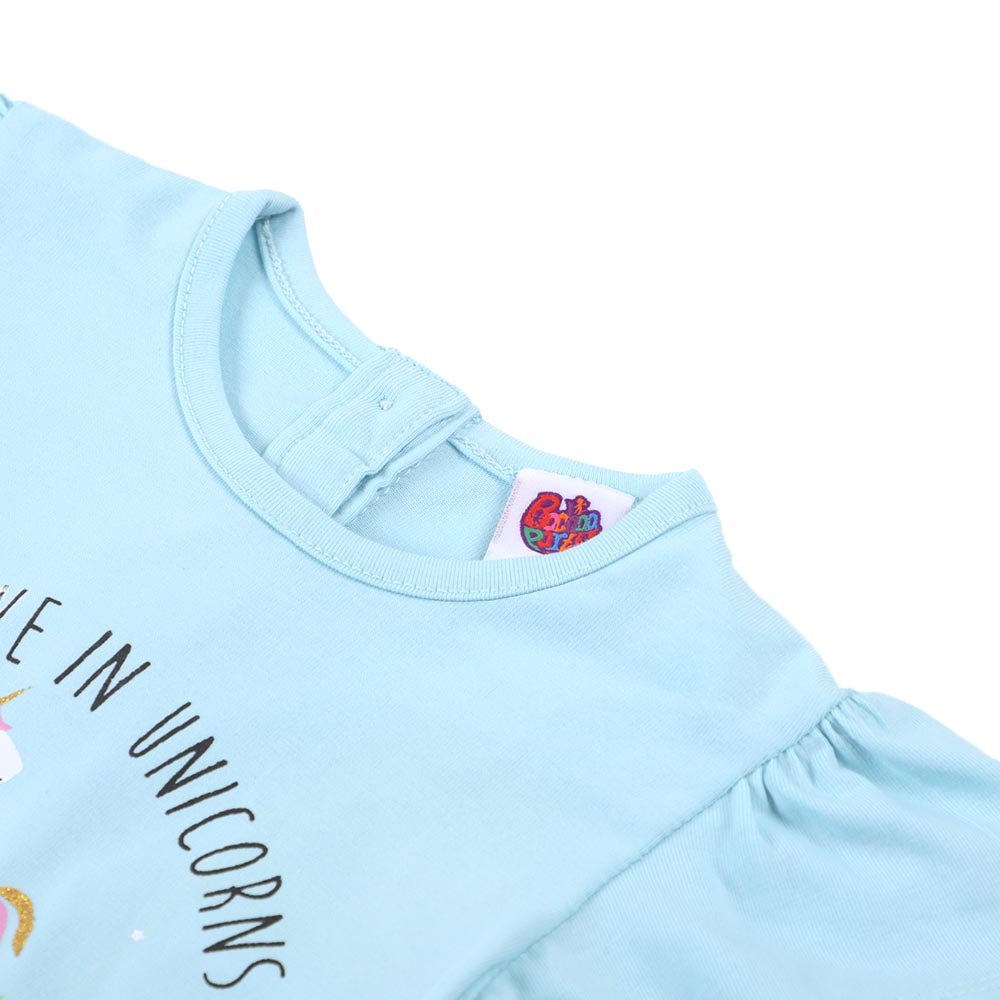 Infant Girls T-Shirt Character - Fair Aqua | Bachaa Party Baby Clothes Girls Tops & T-Shirts