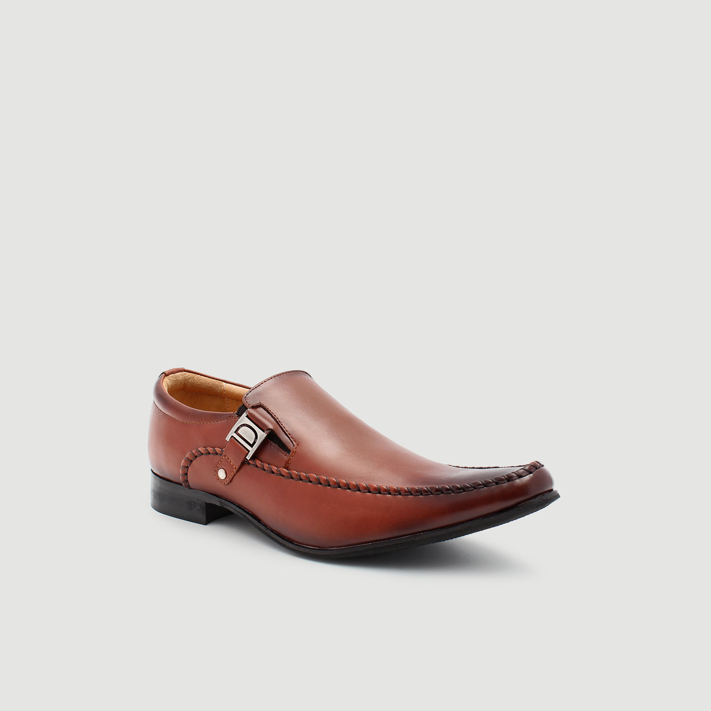 Plain-Toe Leather Loafers