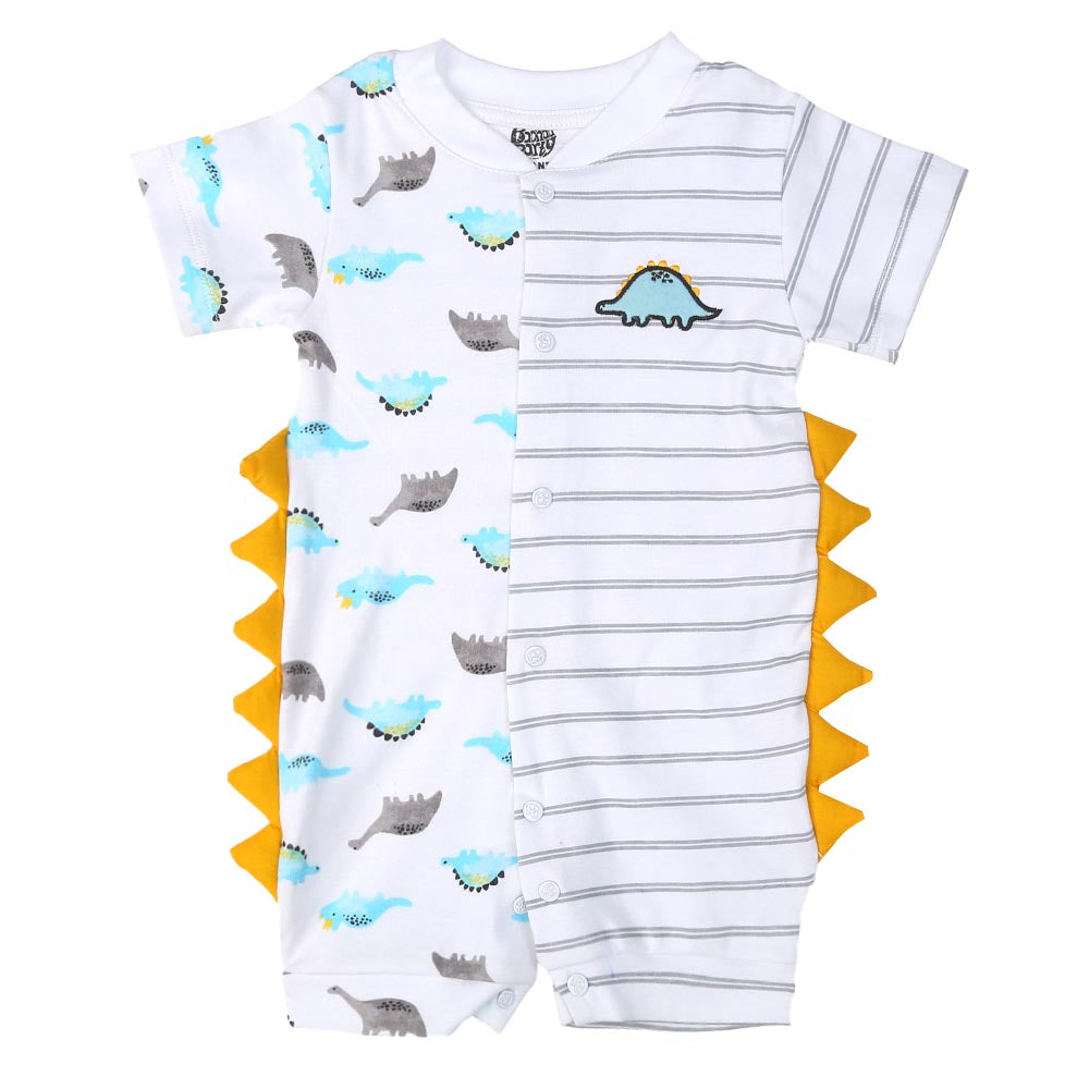 Infant Boys Romper Fancy Dino - White | Bachaa Party Baby Clothes Rompers