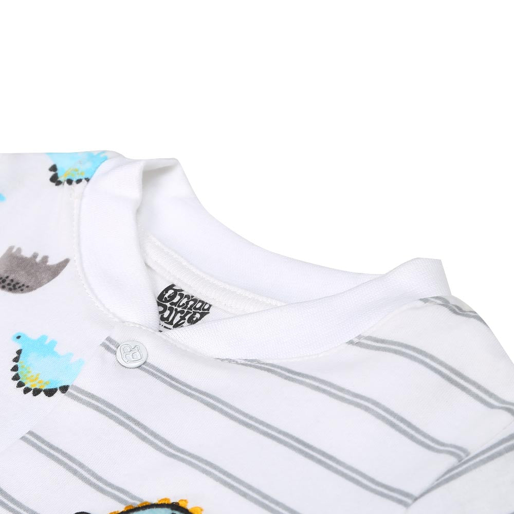 Infant Boys Romper Fancy Dino - White | Bachaa Party Baby Clothes Rompers
