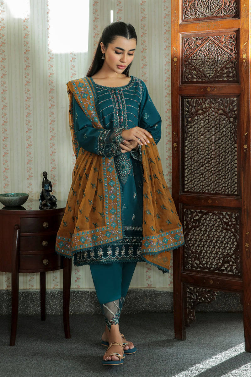 AQ-12 AMAL | Qalamkar Qline Dastak Summer Collection 2022 | Unstitched Embroidered Lawn Suits