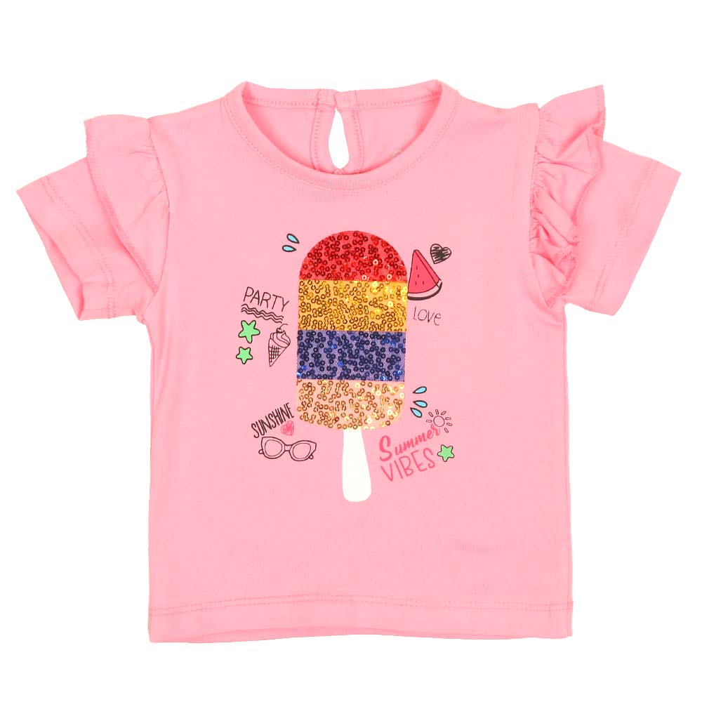 Infant Girls T-Shirt Summer Vibes - Pink A Boo | Bachaa Party Baby Clothes Girls Tops & T-Shirts