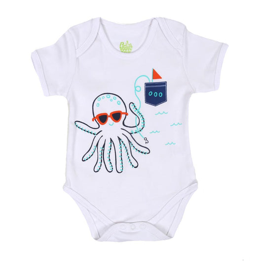 Unisex Romper Octopus - White | Bachaa Party Baby Clothes Rompers
