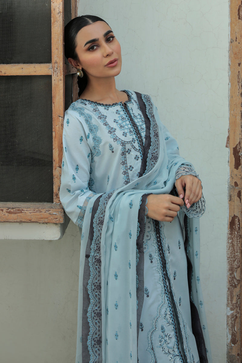 AQ-05 FEROZA | Qalamkar Qline Dastak Summer Collection 2022 | Unstitched Embroidered Lawn Suits