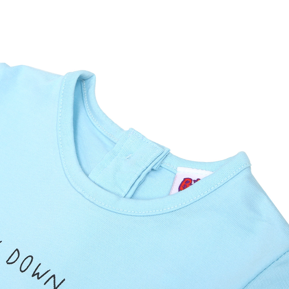 Infant Girls T-Shirt Slow Down-Fair Aqua | Bachaa Party Baby Clothes Girls Tops & T-Shirts