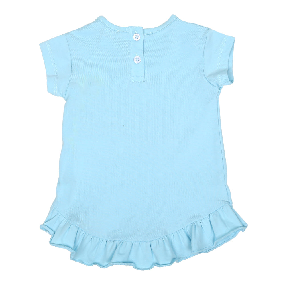 Infant Girls T-Shirt Slow Down-Fair Aqua | Bachaa Party Baby Clothes Girls Tops & T-Shirts