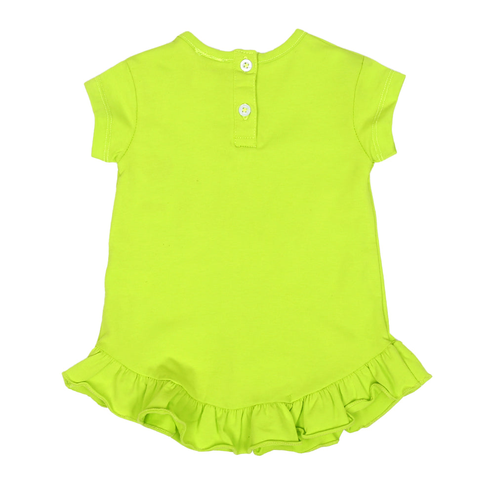 Infant Girls T-Shirt Slow Down-Acid Lime | Bachaa Party Baby Clothes Girls Tops & T-Shirts