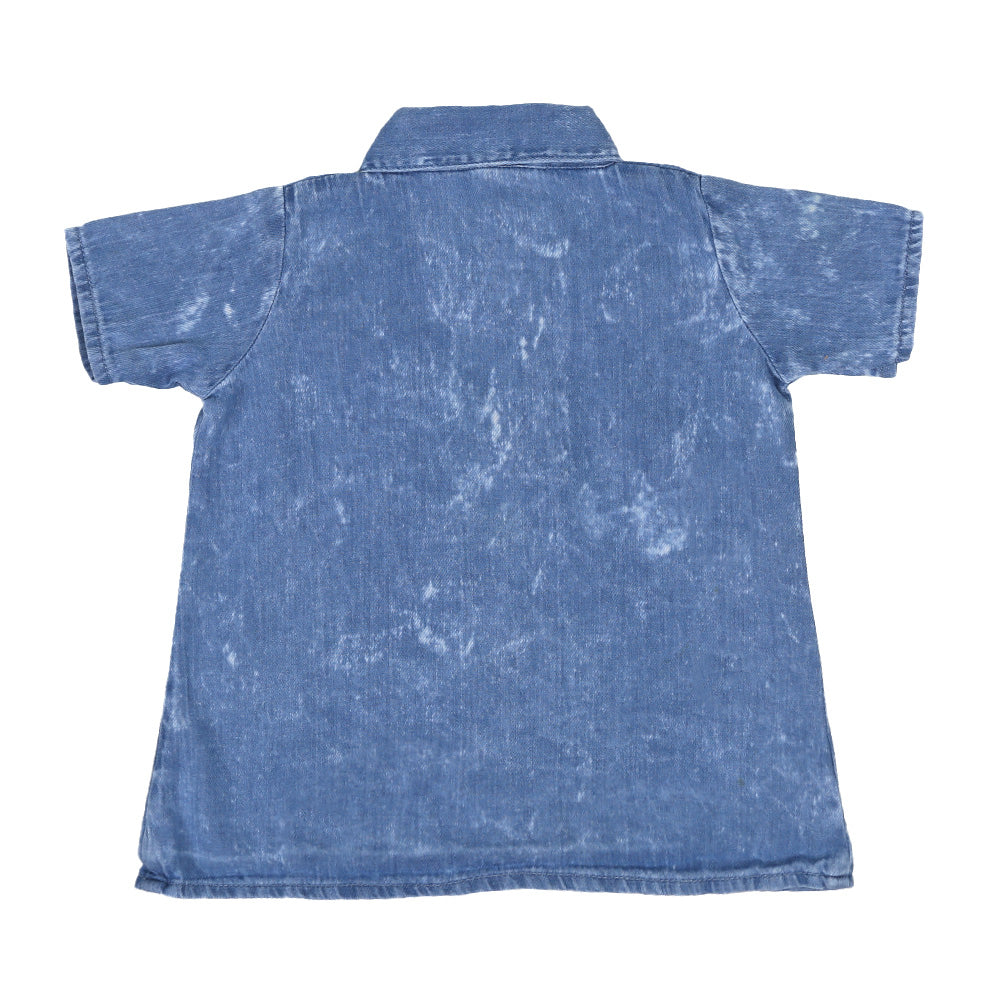 Infant Girls Top Denim Rainbow Emb - Ice Blue | Bachaa Party Baby Clothes Girls Tops & T-Shirts