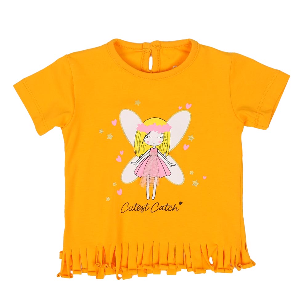 Infant Girls T-Shirt Cutest Catch - Citrus | Bachaa Party Baby Clothes Girls Tops & T-Shirts