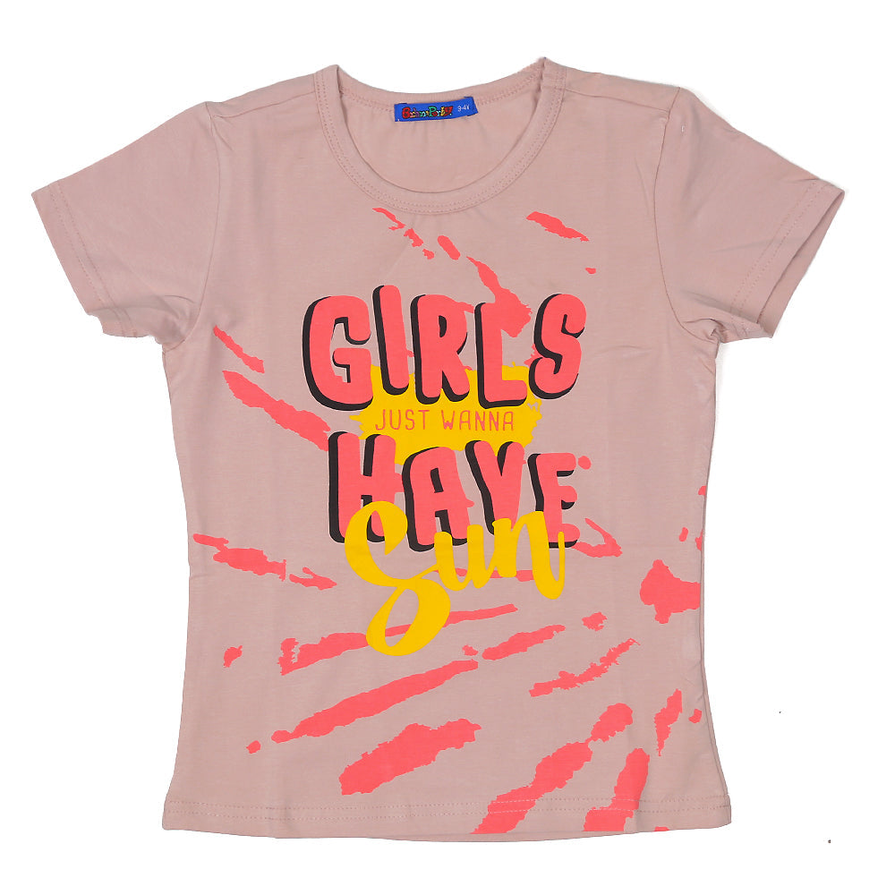 Infants Just Wanna Fun T-Shirt For Girls - Pink | Bachaa Party Baby Clothes Girls Tops & T-Shirts