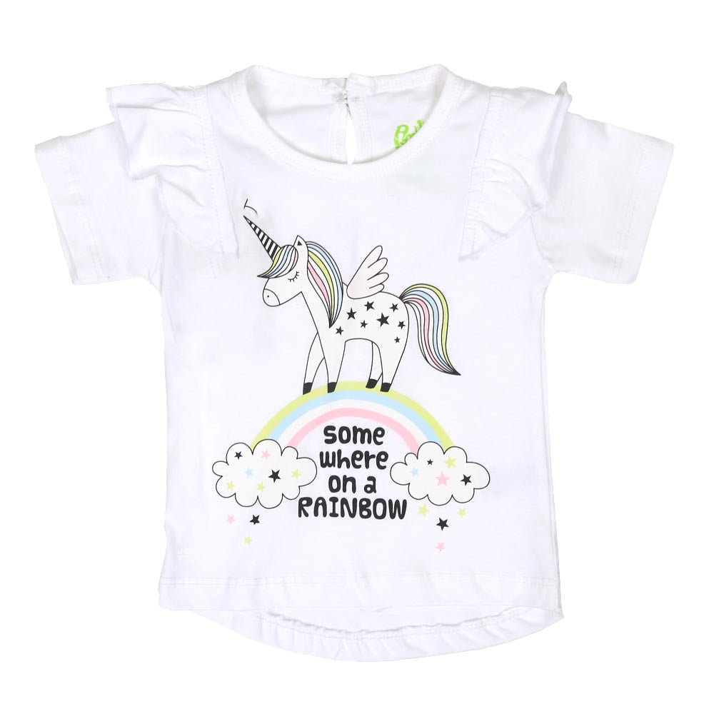 Infant Girls T-Shirts Rainbow - White | Bachaa Party Baby Clothes Girls Tops & T-Shirts