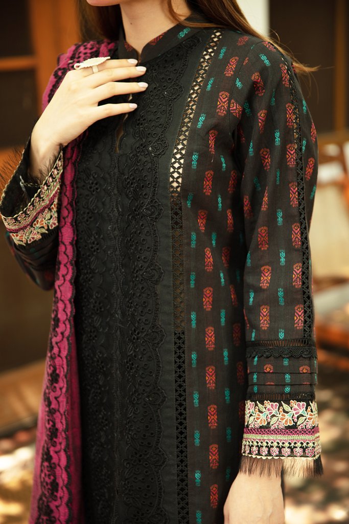 NW-03 | Qalamkar Qline Linen Winter Collection 2021 | Unstitched Embroidered Organza Suits