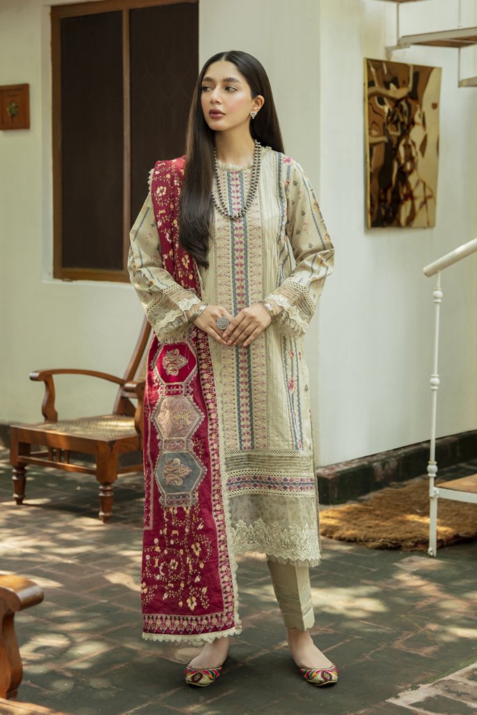 NW-05 | Qalamkar Qline Linen Winter Collection 2021 | Unstitched Embroidered Organza Suits