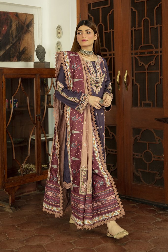 NW-09 | Qalamkar Qline Linen Winter Collection 2021 | Unstitched Embroidered Organza Suits