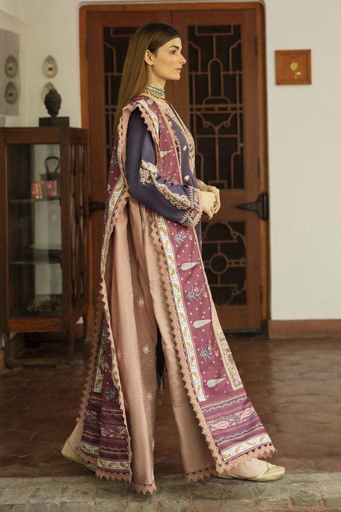 NW-09 | Qalamkar Qline Linen Winter Collection 2021 | Unstitched Embroidered Organza Suits