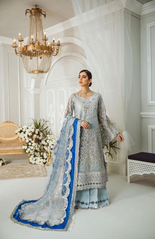 MFD-0005-Cobalt Clouds | Maryum N Maria Luxury Chiffon Collection 2021 | Unstitched Embroidered Net Suits
