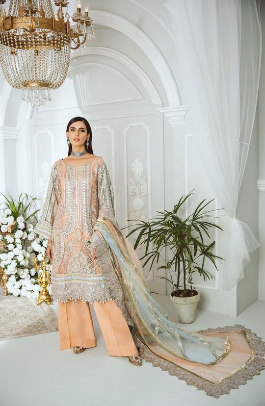 MFD-0007-Fire Pearl | Maryum N Maria Luxury Chiffon Collection 2021 | Unstitched Embroidered Net Suits