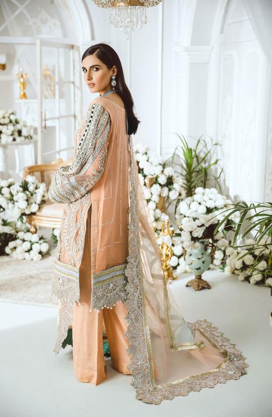 MFD-0007-Fire Pearl | Maryum N Maria Luxury Chiffon Collection 2021 | Unstitched Embroidered Net Suits