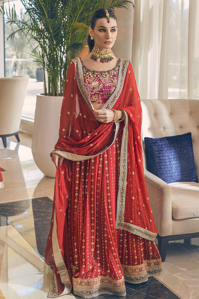 MOLTEN LAVA | Mushq Monsoon Wedding Luxury Chiffon Collection 2022 | Unstitched Embroidered Chiffon Suits