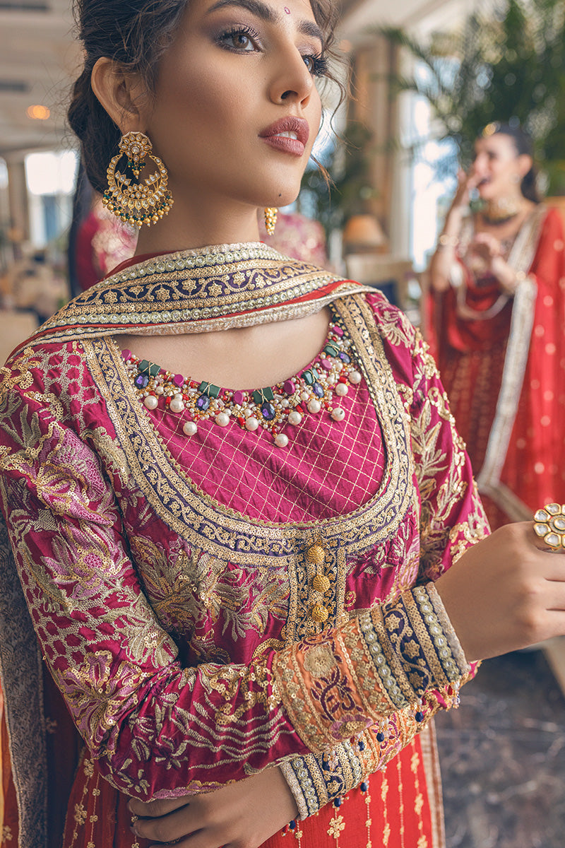 MOLTEN LAVA | Mushq Monsoon Wedding Luxury Chiffon Collection 2022 | Unstitched Embroidered Chiffon Suits