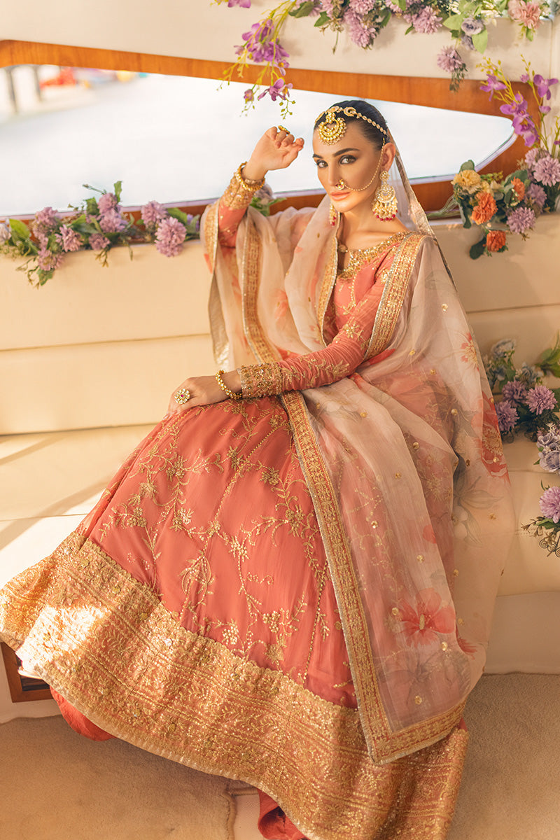 CORAL ALMOND | Mushq Monsoon Wedding Luxury Chiffon Collection 2022 | Unstitched Embroidered Chiffon Suits